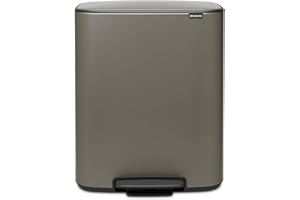 Brabantia - 211546 - Poubelle à pédale Bo, avec 2 seaux intérieurs, 2 x 30L - Platinium