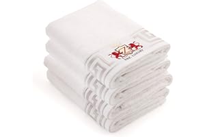 B&Z LUXURY 4 Asciugamani da bagno asciugamano 50x100 viso 500gr pregiato BAMBOO e cotone SUPER morbidi assorbenti resistenti perfetti per ospiti palestra mani non sbiadiscono alta qualità (Bianco, 4 Viso)