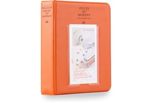 AMIMY Album photo 64 pochettes pour appareil photo instantané Fujifilm Instax Mini LiPlay 11 7s 8 8+ 9 25 26 50s 70 90, Polaroid Snap SnapTouch PIC-300 Z2300 Mint Zip (Orange)