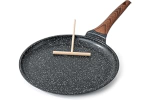 Kordisen Padella per Crepes 30 cm Antiaderente – Padella Crepes Induzione con Rivestimento in Granito, Testo Romagnolo con Distributore di Impasto, Senza PFOA, per Tutti i Fornelli