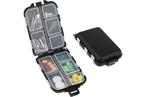 WLLHYF Pudełko na tabletki, podróżny pojemnik na pigułki, 10 przegródek, organizer na leki, pojemnik na witaminy, pojemnik na witaminy, do aktywności na świeżym powietrzu, na kemping, czarny