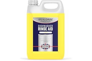 McKLords Commercial Dishwasher Rinse Aid Lemon Fragrance, Yellow, 5 Litre