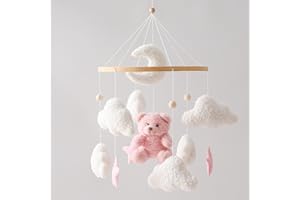 Mamimami Home Mobile de lit de bébé ours décoration suspendue pour chambre d'enfant pour chambre de tout-petit (ours rose)