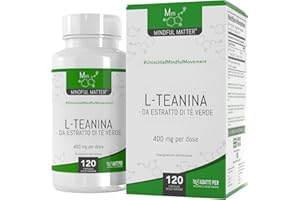 MINDFUL MATTER MM Teanina | 400mg di L Theanine per Dose | L-Teanina ad Alta Potenza - 120 Capsule di L Teanina da Tè Verde - | Non-OGM, Senza Glutine e Allergeni | Prodotto nel Regno Unito