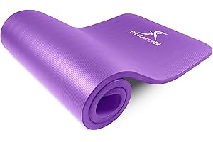 ProsourceFit Extra Thick Yoga and Pilates Mat ½” (13mm) or 1" (25mm), 71-inch Long High Density Exercise Mat with Comfort Foam and Carrying Strap