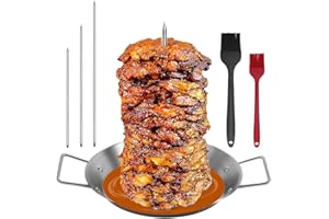 DAJILI Vertical Meat Skewer, Stainless Steel BBQ Vertical Skewer Grill,Standing Kebab Skewers with 3 Removable Spikes and Handle, Grill Rack Stand for Steak Chicken Fish Turkey Kebab