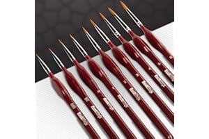 ROCK NINJA Pennello di Dettaglio, Set di pennelli in Miniatura con Dettagli artistici per Warhammer 40k Giochi Officina Pittura ad Acquerello, Olio, Acrilico, chiodo, Viso, Pittura in Scala (9 Pezzi)