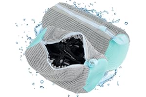 JOKAPY 2 pezzi Sacchetti per Scarpe Lavanderia,Sacchetti Lava Scarpe Lavatrice Microfibra Rete Scarpe Lavatrice con Cerniera,Borsa per il Lavaggio delle Scarpe Sacchetto Scarpe Lavatrice (Grigio)