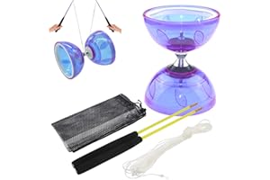 XJKLBYQ Conjunto de Juguetes de diabolo Chino, Juego de Malabares con Diablo, 4 Piezas/Set de diabolo, rodamientos de plástico Suave Flexible de plástico móvil Juguete diabolo con Palo y Cuerda y Bolsa de re