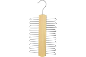 The Hanger Store 20 Bar Wooden Tie Hanger - Scarf Hanger & Belt Rack Storage Organiser