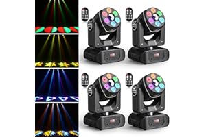 OSUSUENT 4PCS 110W LED Testa Mobile RGBW festa Luce con Telecomando Colorazione Luce di scena 7 modelli 8 colori per Discoteca Festa Matrimonio KTV Natale