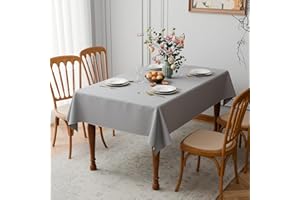 GFCC Tovaglia 140x240 cm Grigio - Rettangolare Tovaglia per 10 Posti Poliestere Lavabile Antimacchia Tovaglie per Soggiorno, Cucina, Sala da Pranzo, Giardino Esterno Compleanno, Natalizie, Feste