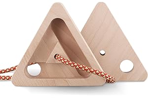 UPROZIL Fingerboard Rock Climbing Hangboard Set of 2, Portable Wooden Hangboard Climbing Rings Double Sided Grip Trainer with Ropes for Indoor Outdoor Finger Strength Training and Bouldering