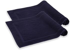 Komfortec Set di 2 tappetini da bagno in spugna, lavabili, 800 g/m² e 100% cotone, assorbenti e ad asciugatura rapida, 50 x 80 cm, Blu Navy