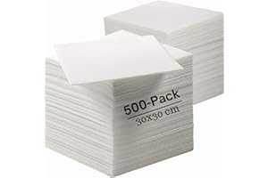 MEGA PACKAGING 500 x White Serviettes Paper Napkins (30 x 30 cm) 1-Ply Strong Serviettes, Super Soft Paper Tissues, Cocktail Napkins, Disposable Napkins - Best for Christmas, Parties, Halloween, Thanksgiving