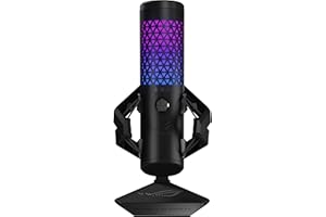 ASUS ROG Carnyx RGB Microfono USB a condensatore da 25mm Gaming, Streaming, Podcast, 192kHz/24-bit, Cardioide, Filtro passa-alto/pop integrato, Disattivazione Audio One-touch, Aura Sync RGB, Nero