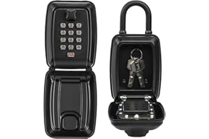 Cididu Key Lock Box for Outside, Waterproof Key Lockbox with 12-Digit Push Button Combination and Removable Shackle, Resettable Code Key Safe Storage Box for Door Handle, House, Retail Store, Garage