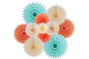 SUNBEAUTY 11 scomparti di carta, decorazione da appendere, colore verde menta, vassoi di carta, set di decorazioni per matrimoni, compleanni, decorazioni estive, baby shower backdrop Garland