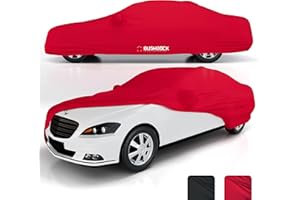 ‎BUSHBOCK PREMIUM COVER BUSHBOCK® Premium Autoabdeckung Indoor - Satin Schutzhülle Stoff - Abdeckplane Autoplane Autogarage Innenbereich - 2 Farben, 4 Größen (Rot, XXL)