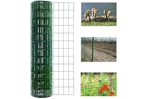 uyoyous 1M x 30M Green Wire Mesh Fencing Roll Chicken Wire Fence Garden Fencing Roll Poultry Netting Mesh Hole Spacing 6 x 6cm PVC Coated Steel Mesh