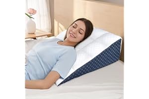 ‎INFANZIA INFANZIA Vielseitig Keilkissen für Bett und Sofa-Memory Schaum Lesekissen-Ergonomischer Bettkeil für Reflux Schlafapnoe, Perfekt Rückenkissen für Rückenunterstützung beim Spielen (Weißblau)