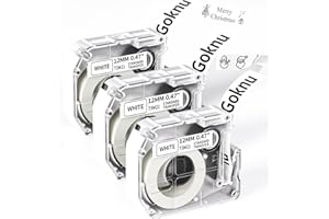 Goknu Nastro di ricambio per Brother P Touch M Tape MK221 MK 231, M960 Nastro a trasferimento termico compatibile con la stampante di etichette Brother PT-M95 PTM95, 12 mm x 4 m nero su bianco