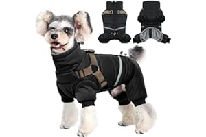 Hjyokuso Płaszcz, ciepła kurtka dla psów, płaszcz dla psów, wodoodporny, z uprzężą, ciepłe płaszcze i kurtki dla małych, średnich i dużych psów, płaszcze dla psów z nogami, ubrania dla psów, zimowy