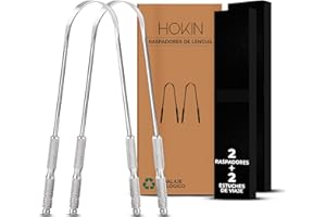 limpiador de lengua HOKIN para adultos, Raspador lengua de acero sin manchas, Tratamiento mal aliento, Tongue Scraper Cleaner 100% metálico, Cepillador de lengua para hombres y mujeres (2 piezas)