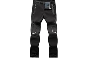 GITVIENAR Męskie spodnie zimowe, softshellowe, z podszewką, ciepłe, wodoodporne, wiatroszczelne, oddychające, pogrubione, odblaskowe, termiczne spodnie narciarskie, do aktywności na świeżym powietrzu