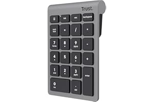 ‎TRUST Trust Xalas Numpad Kabellos für Laptop und Desktop PC, 22 Tasten Mini Tastatur, 2,4 GHz USB Mikro Empfänger, Ziffernblock für TKL Tastatur, Keypad Nummernblock Zehnertastatur, Silber
