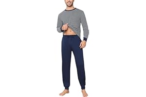 Aseniza Pyjama Homme Hiver Ensembles de Pyjama Coton Manches Longues Vêtements De Nuit Vêtements de Détente Doux Loungewear