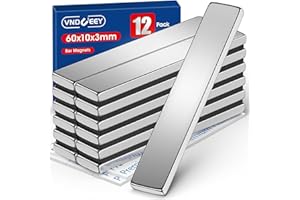 VNDUEEY 12 Pack Double-Sided Bar Magnets, Neodymium Magnets, Magnet with Adhesive Backing, Industrial & Scientific Heavy Duty Magnet for Fridge, Door, Nail, Cabinet