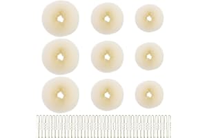 Donut Hair hårmunk Maker set med 9 stycken beige hårstråd, 30 stycken guld U-form hårklämma hårnål, hjälper högsticksfrisyrer, tillbehör, för barn flickor kvinnor