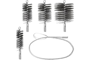 SXKBYQ 4 pièces Kit de Hérisson Ramonage, Kit Nettoyage Gaine Souple, pour Le Nettoyage des Tuyaux de Poêle et L'élimination de la Rouille, Comprend des Brosses de 30mm, 50mm, 80mm et 150mm