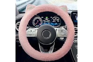 ZATOOTO Pluszowy pokrowiec na kierownicę, ciepły, na zimę, antypoślizgowy, uniwersalny, różowy