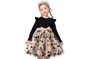 NNJXD Princess Girl Long Sleeve Tulle Dress Autumn Winter Kids Clothes