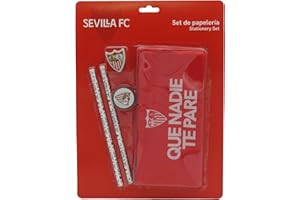 CYPBRANDS Sevilla, Set de Papelería, Escritura, Estuche, Lápices, Sacapuntas, Goma de Borrar, Color Rojo, Producto Oficial