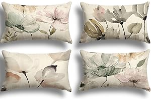 ZWJD Zestaw 4 poszewek na poduszkę 30x50 kwiatowy obraz akwarelowy dekoracyjne poszewki na poduszki bawełniana lniana poszewka na poduszkę na sofę kwadratowa poszewka na poduszkę do łóżka samochód dom