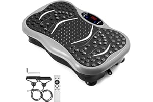 VEVOR Piastra vibrante fitness con tappetino LCD fitness 3 livelli massaggio remoto Bluetooth USB musica fitness macchina per casa e ufficio con accessori utili orologio intelligente