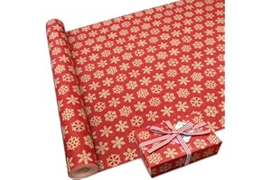 DOJoykey Papel de regalo, 16M x 43cm Navidad Paquete de rollo grande Papel Kraft Reciclable Papel de regalo grueso para regalos Envoltura Decoración de fiesta