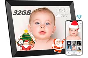 TEKXDD Marco de Fotos Digital WiFi - Marco Digital de Fotos 10.1 Pulgadas 32GB, Pantalla Táctil IPS HD Rotación Automática Smart Marcos Digitales, Fácil Configuración para Compartir Fotos y Vídeos