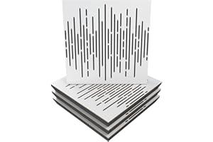 UA ACOUSTICS Lot de 4 panneaux acoustiques diffusants « Vague » - 50 x 50 x 5 cm - Absorption - Diffusion - Réflexion - Insonorisation - Isolation - Bois perforé laminé : (vagues, blanc)