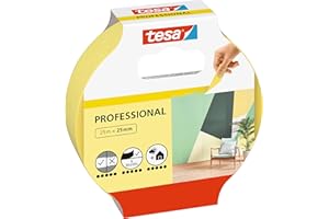 tesa Professional Ruban Adhésif de Masquage en Papier Washi Fin - Masquage Ultra Précis Pendant les Travaux de Peinture - Pour Intérieur et Extérieur - 25 m x 25 mm