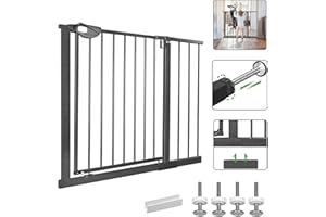 LZQ Griglia di protezione per scale, doppia serratura in metallo extra sicura per serraggio, nero, 95 – 105 cm, griglia di bloccaggio | 90° Stop | Chiusura automatica