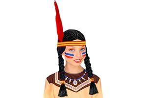 W WIDMANN MILANO Party Fashion - Parrucca indiana, nera, capelli lunghi, capelli sintetici, wild west