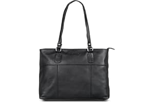 ROYALZ "Augustine Vintage Echtleder Handtasche Damen mittelgroß Leder Henkeltasche Schultertasche mit langen Henkeln;Farbe:Schwarz