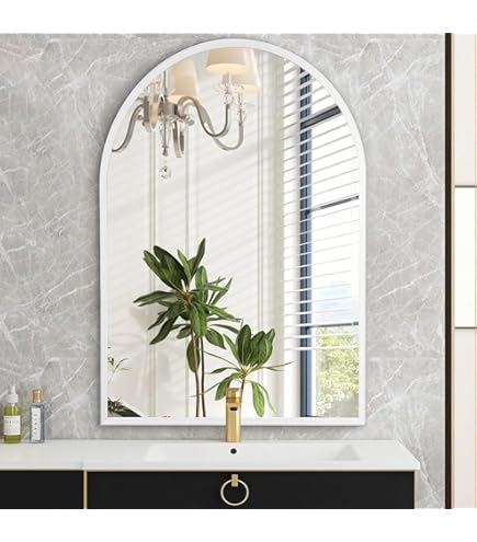 Miroir de salle de bain mural, miroir en arc, pour salon, chambre et à la salle de bain, doré