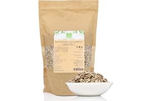‎GREEN ESSENCE Sonnenblumenkerne 1Kg von der Grünen Essenz - geschält - ungesalzen - schalenfrei - zum Kochen oder Backen Premium Qualität essbare Sonnenblumenkerne schmackhaft und groß (1 KG)