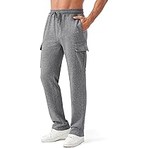 Zylioo Extra lange joggingbroek voor heren met zakken past meer dan 6 ft open bodem joggers brede pijpen atletische broek voor lange mannen, Grijs, M extra tall
