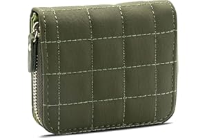 LJCZKA Mały portfel ze skóry PU, portfel damski o dużej pojemności z portmonetką, 8 gniazd na karty i 2 przegródki, Zielony